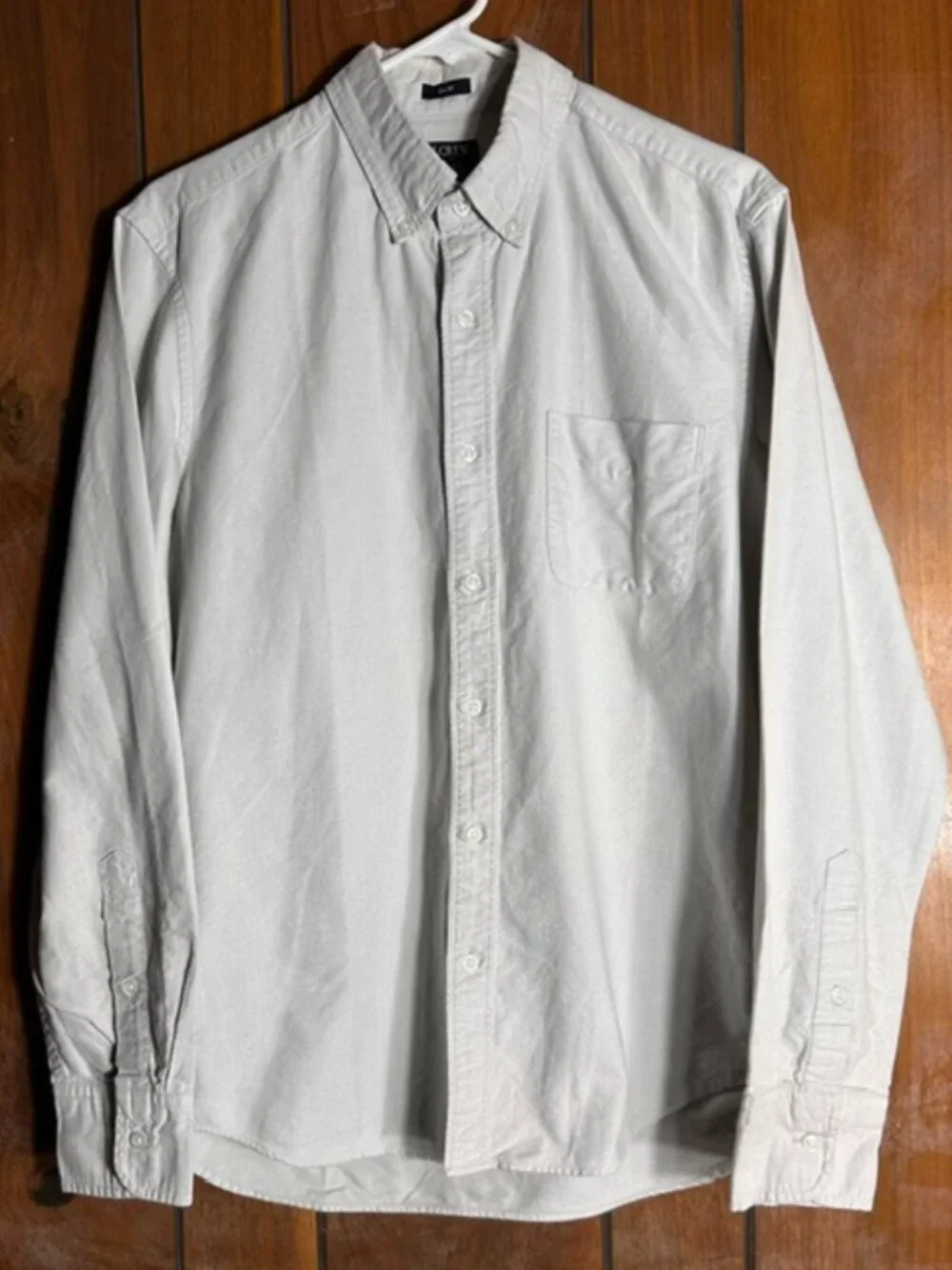 J.Crew Flex Oxford Button Down Mens Sx Med Light Gray Slim-Fit Chest Pocket